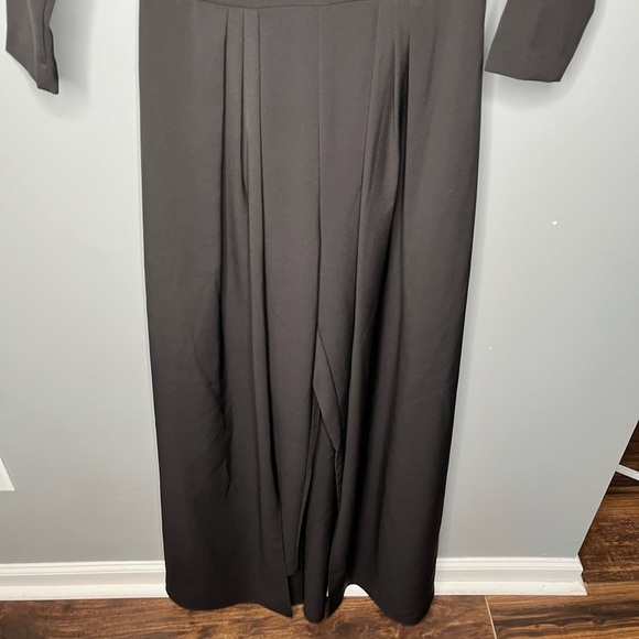 Kay Unger Margherita Stretch Crepe Walk Thru Jumpsuit Art Deco Beading - Picture 5 of 12